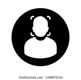 Biometric Face Recognition Icon. Rounded style Button -  vector EPS.