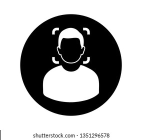 Biometric Face Recognition Icon. Rounded style Button -  vector EPS.