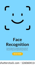 Biometric face recognition on smartphone. Facial scan security system technology. Face authentication identification.