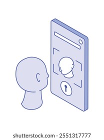 biometrische Gesichtserkennung Sicherheit Isometrisches Symbol einzeln