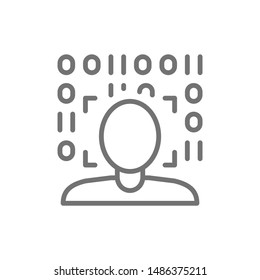 Biometric face verification scan line icon. Isolated on white background