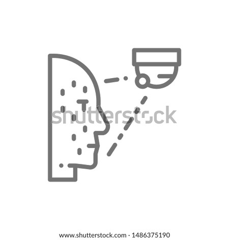 Biometric face verification, face scanning line icon.