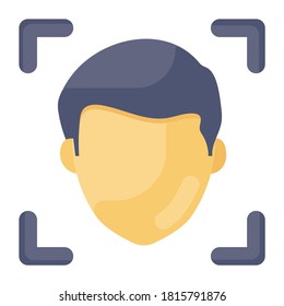 Biometric facial recognition flat icon 