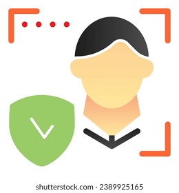 Biometric facial recognition flat icon. Face scan and check color icons in trendy flat style. Authorization approve gradient style design, designed for web and app. Eps 10