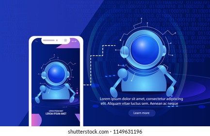 Biometric facial recognition system. Modern technology security