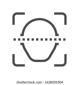 Biometric facial recognition system vector icon. Security or identification technology. That person face scanning to find someone, verification and identify user to unlock access data. 48x48 pixel.