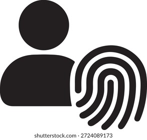 Icono de autenticación biométrica de huellas dactilares que representa la verificación de identidad del usuario y el acceso de seguridad en un estilo de Vector mínimo.