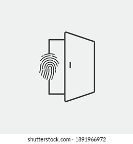 Biometric Fingerprint Door Vector Icon Security