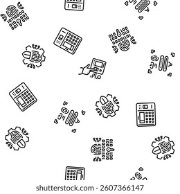 biometric fingerprint id finger vector seamless pattern thin line illustration