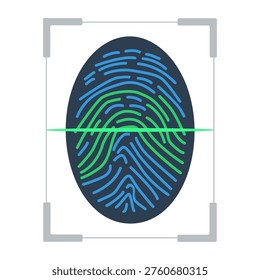 Biometric fingerprint scan icon with fingerprint isolated on white background. Biometric fingerprint scanning. Cyber data security, digital identity, highlevel network protection, digital security and authentication concept. Stock vector Illustration