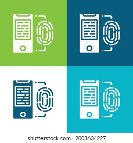 Biometric Flat four color minimal icon set