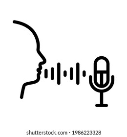 Biometric flat line icon. Vector outline illustration of Voice Recognition. Black color thin linear sign for store, can be used in logo, UI and web design.