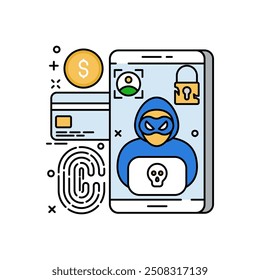 Farbsymbol "Biometrisches Hacking", Vektorgrafik