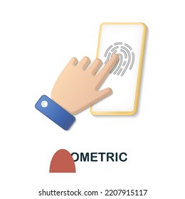 Biometric icon. 3d illustration from cybercrime collection. Creative Biometric 3d icon for web design, templates, infographics and more
