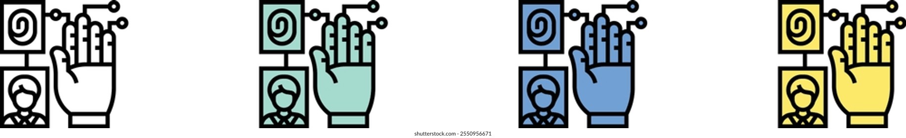 biometric icon. Outline, Green, Blue and Yellow Style Design Isolated On White Background