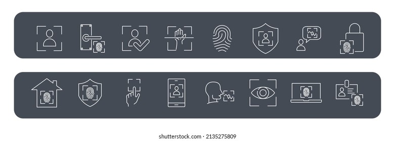 Iconos biométricos establecidos. Símbolo de paquete biométrico elementos vectoriales para web infográfica