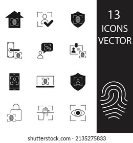 Biometric icons set . Biometric pack symbol vector elements for infographic web