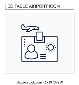 Biometric id line icon.Identification recognizes and analyzes an individual based includes fingerprints, eye retina etc. Airport new normal concept. Isolated vector illustration.Editable stroke