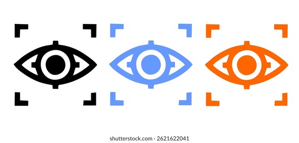 Biometric Identification by Finger Print, Eye Recognize, Touch ID Line Icon Set. Scan QR Code, Barcode Technology Pictogram. Security Protection Symbol. Editable Stroke