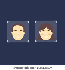 Biometric identification. Facial recognition system concept. 