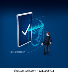 Biometric identification or Facial recognition system concept.