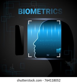 Biometric Identification Female Face Scanning Modern Access Control Technology Recognition System Concept Vector Illustration