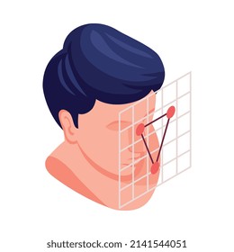 Biometric identification icon with face recognition technology 3d vector illustration