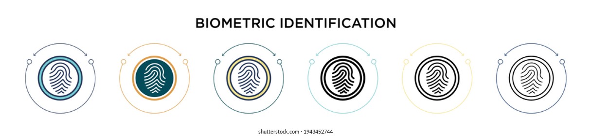 Biometric identification icon in filled, thin line, outline and stroke style. Vector illustration of two colored and black biometric identification vector icons designs can be used for mobile, ui,