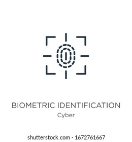 Vector de icono de identificación biométrica. Icono moderno de identificación biométrica plana de la ciberrecolección aislada en fondo blanco. La ilustración vectorial puede utilizarse para el diseño gráfico web y móvil, 
