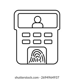 Ícone de identificação biométrica com ilustração de stock de vetor de fundo branco