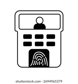 Ícone de identificação biométrica com ilustração de stock de vetor de fundo branco