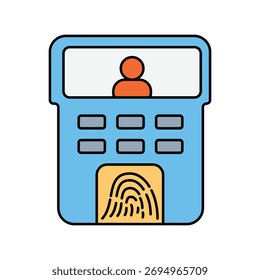 Ícone de identificação biométrica com ilustração de stock de vetor de fundo branco