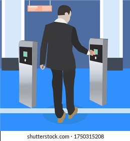 Biometric identification illustration concept using rf id technology . Security access control solution