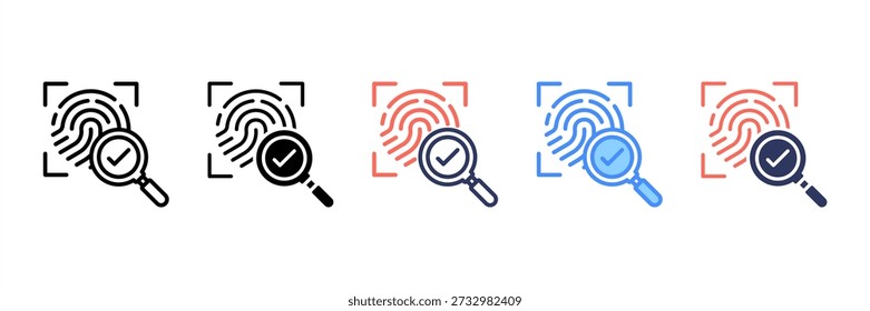 Conjunto de Ícones de Estilo Múltiplo de Identificação Biométrica