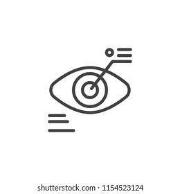Biometric identification outline icon. linear style sign for mobile concept and web design. Eye scan simple line vector icon. Symbol, logo illustration. Pixel perfect vector graphics