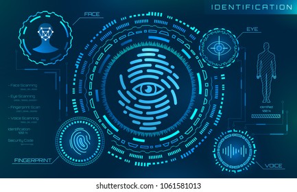 Biometric Identification Personality, Scanning Modern Access Control, Technology Recognition (Authentication) System Concept - Illustration Vector