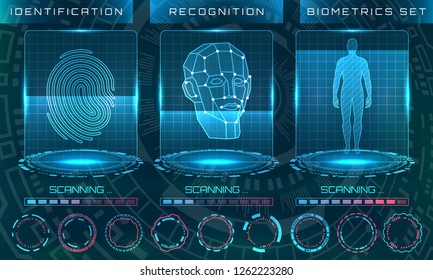 Biometric Identification Personality, Scanning Modern Access Control, Technology Recognition (Authentication) System Concept - Illustration Vector