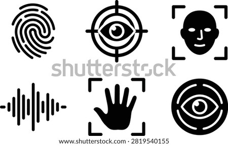 Biometric identification and security icons for modern authentication systems