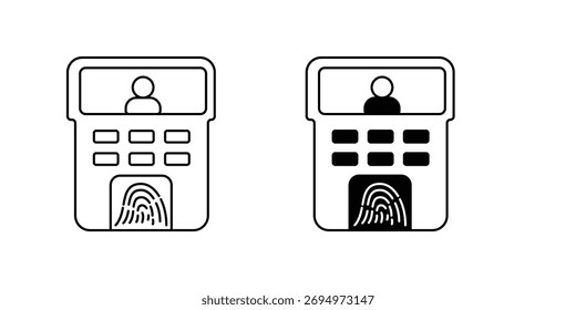 Ícone do conjunto de identificação biométrica com ilustração de stock de vetor de fundo branco