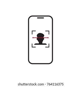 Biometric Identification Smart Phone Scanning Person, Face Recognition System Concept Vector Illustration