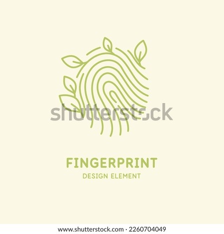 Biometric identification symbol. The flat-style illustration shows a fingerprint in the form of a tree.