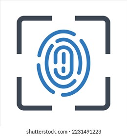 Biometric identity scan icon. fingerprint icon. Vector and glyph