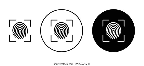 Biometric Identity Vector Icon Set. Fingerprint Security vector symbol for UI design.