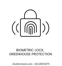 Biometric lock icon with editable stroke for greenhouse access protection and Smart Garden security