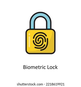 Ilustración de diseño del icono de contorno de bloqueo biométrico. Símbolo de computación en nube sobre archivo EPS 10 de fondo blanco