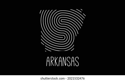 Biometric  Map Of  Arkansas   Filled with Fingerprint Pattern icon logo design Vector illustration symbol