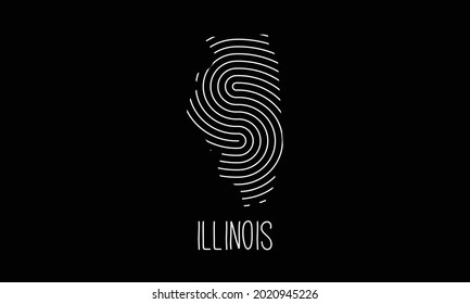 Biometric  Map Of Illinois  Filled with Fingerprint Pattern icon logo design Vector illustration  symbol