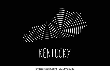 Biometric  Map Of  Kentucky   Filled with Fingerprint Pattern icon logo design Vector illustration symbol