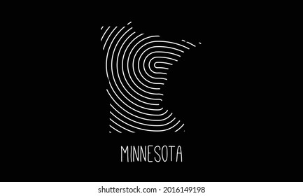 Biometric  Map Of  Minnesota  Filled with Fingerprint Pattern icon logo design Vector illustration symbol