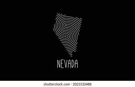 Biometric  Map Of  Nevada   Filled with Fingerprint Pattern icon logo design Vector illustration symbol